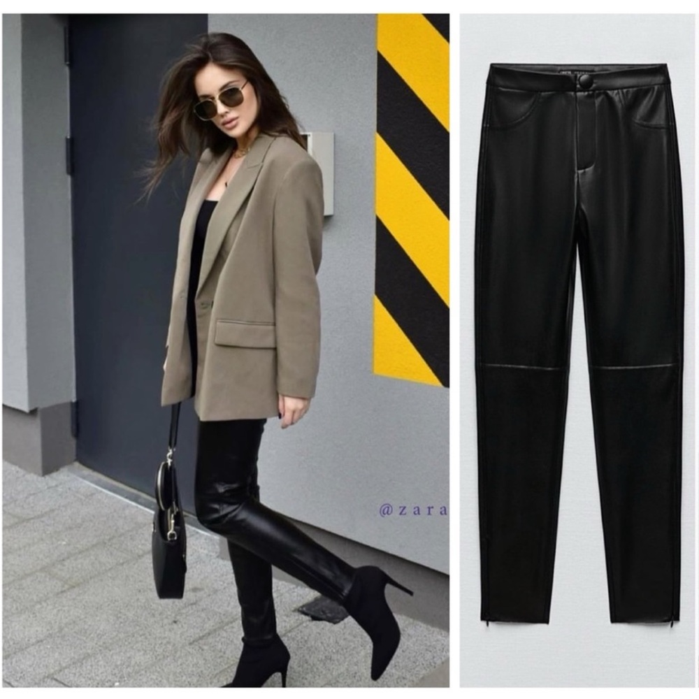 ZARA high rise faux leather leggings